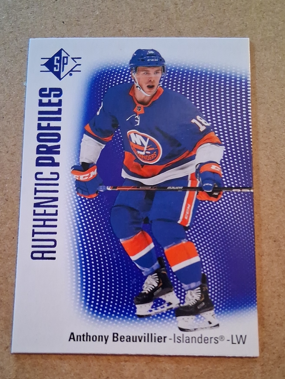 Authentic Profiles - Blue and Orange Hockey Card Design